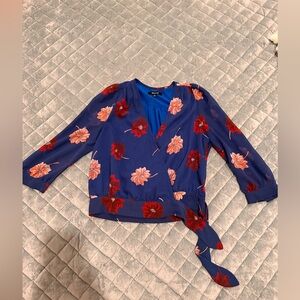 Madewell floral long sleeve blouse with front tie